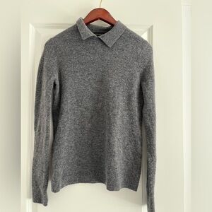 Banana Republic Gray Crewneck Collared Sweater